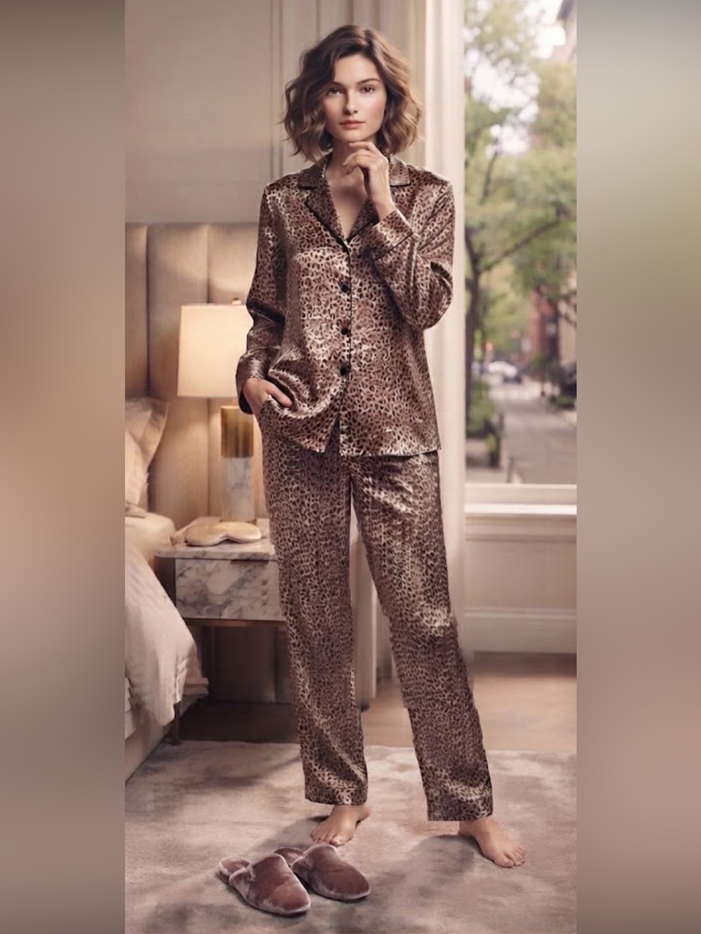Morgan Taylor cheetah animal print silky soft pajamas